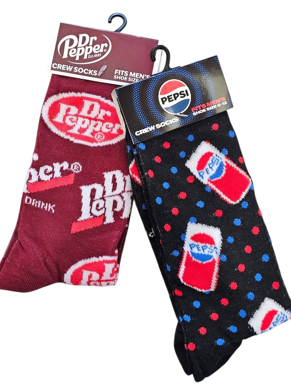 Dr Pepper & Pepsi Men’s Crew Socks Size 6-12, New